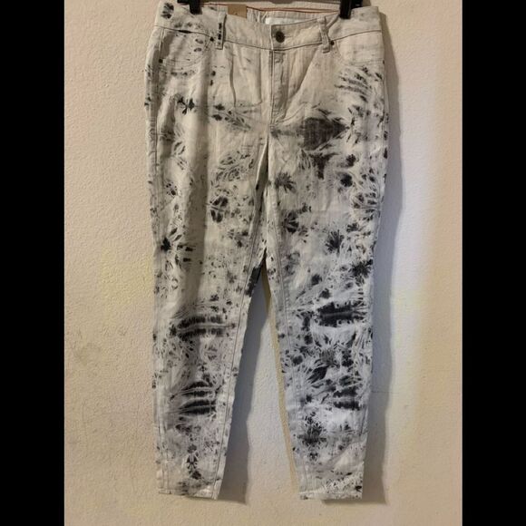 DKNY JEANS Charcoal- Ecru Tie-Dye Jeggings - Size 16W - Picture 4 of 8